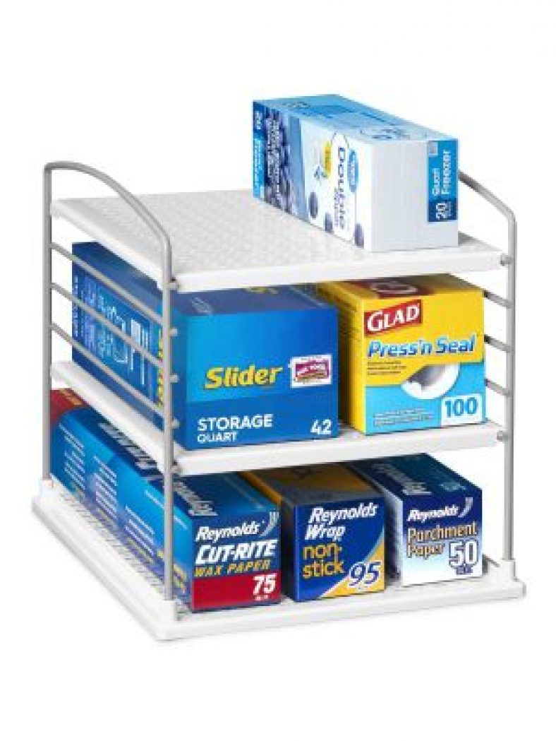 Organizador de cocina con tres divisiones para paquetes pequeños