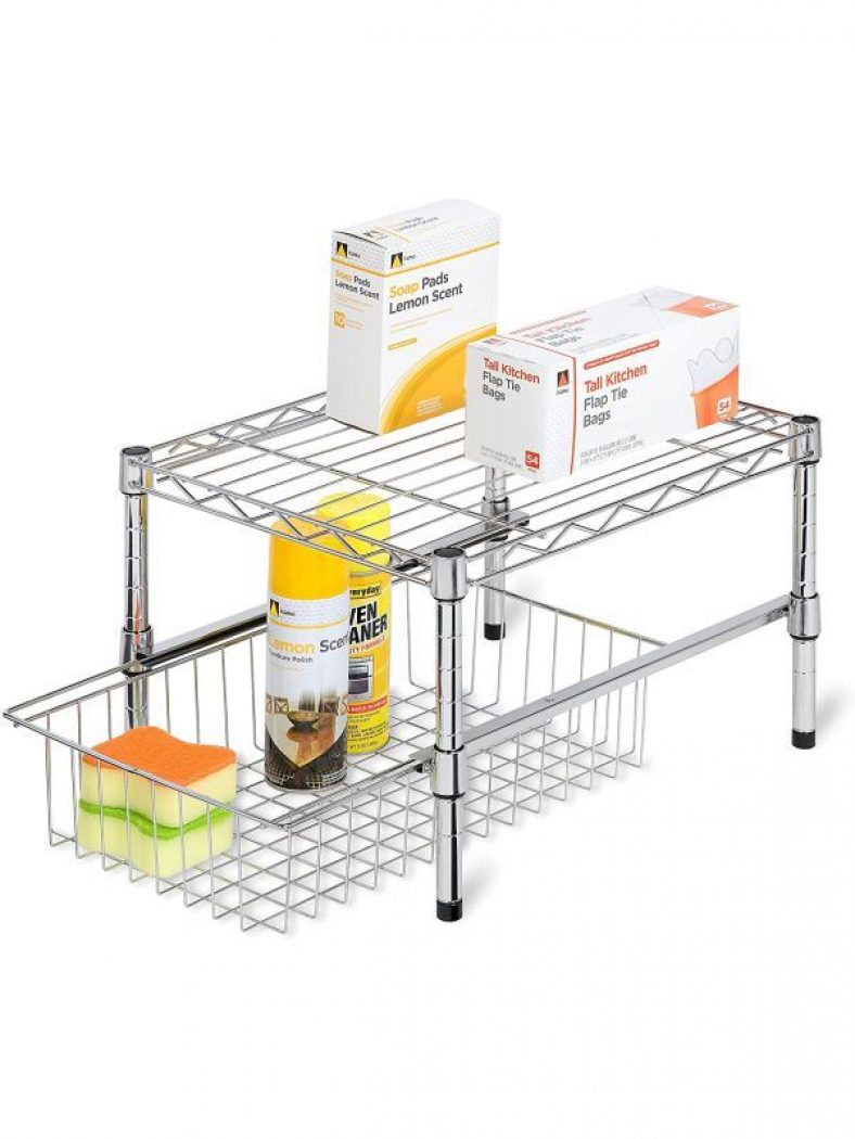 Organizador para gabinetes con repisa y cajón deslizante